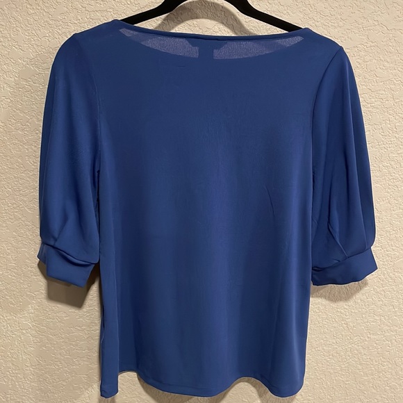 H & M cobalt blue shirt sleeve blouse womens shirt small Southwest Airlines🛫 - Picture 4 of 5